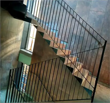 Glazed stair core, looking up
